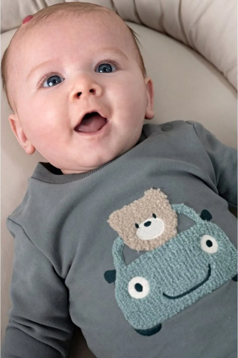 Feetje Sweater Beep Beep zeegroen, baby/kindertrui